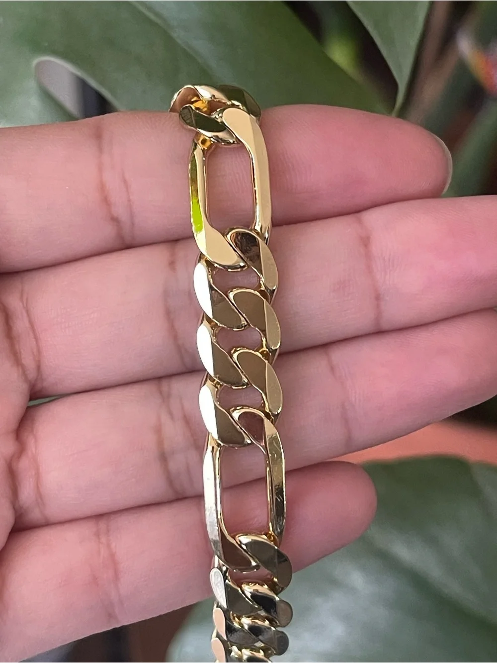Gold Tone Chunky Figaro Link Bracelet